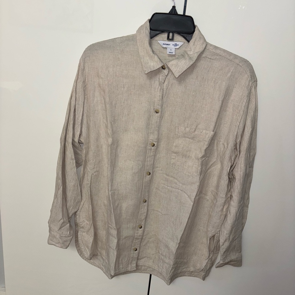 Old Navy Beige Button-Up Shirt